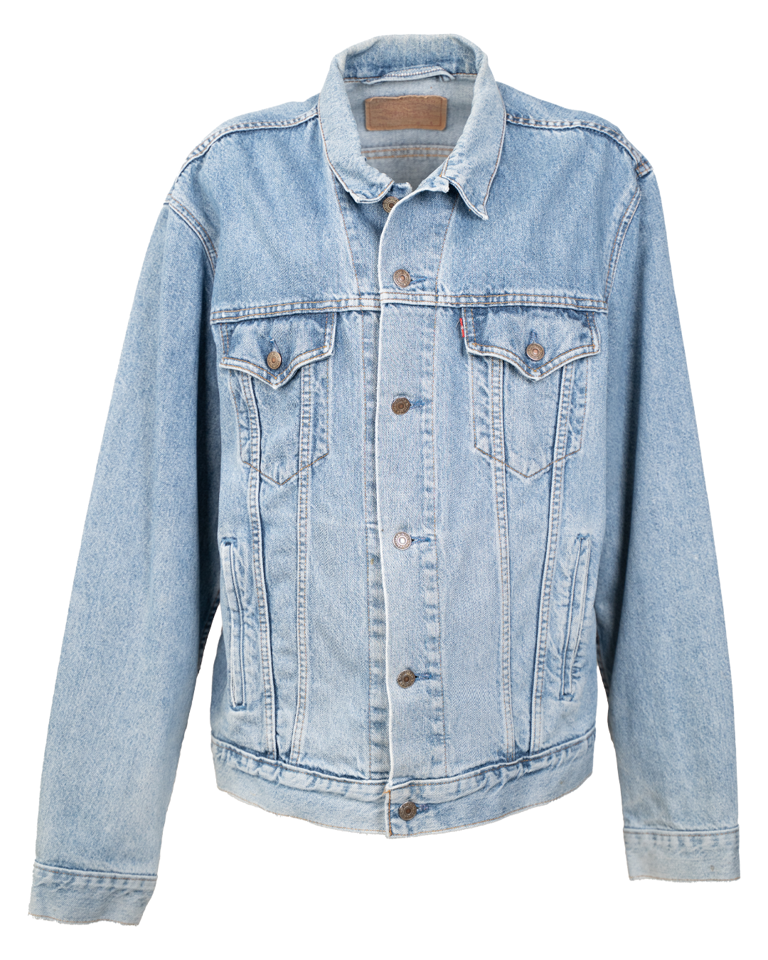Giacca di Jeans Levi's Unisex Trucker Blu Chiaro Lavaggio Vissuto Vintage Anni 2000