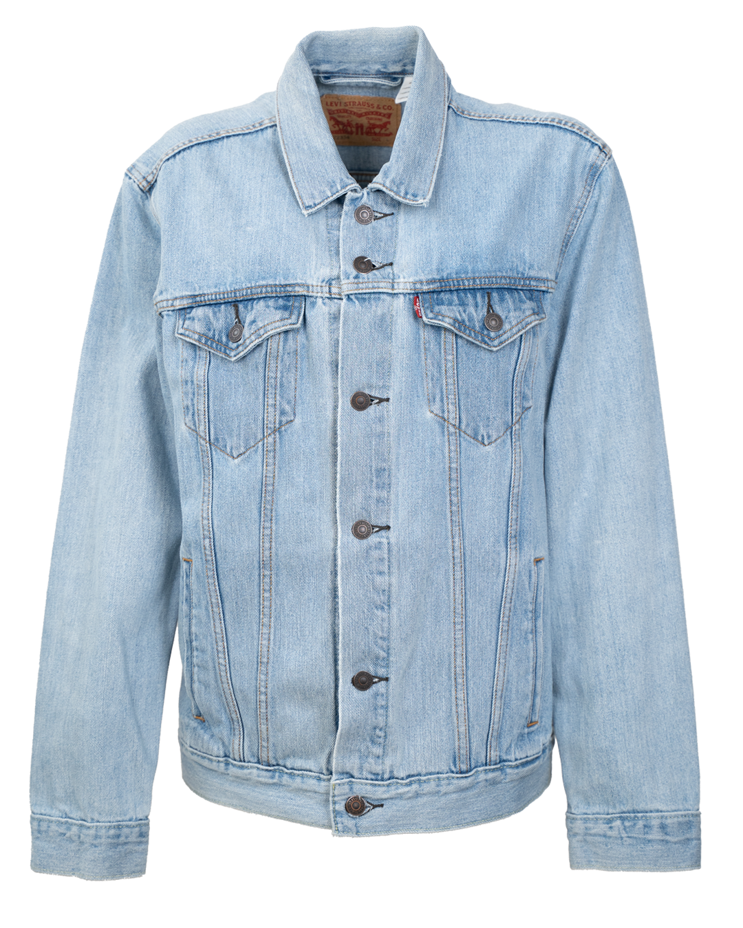 Giacca di Jeans Donna Levi's Blu Chiaro Patch Two Horse in Pelle Vintage Anni 2000
