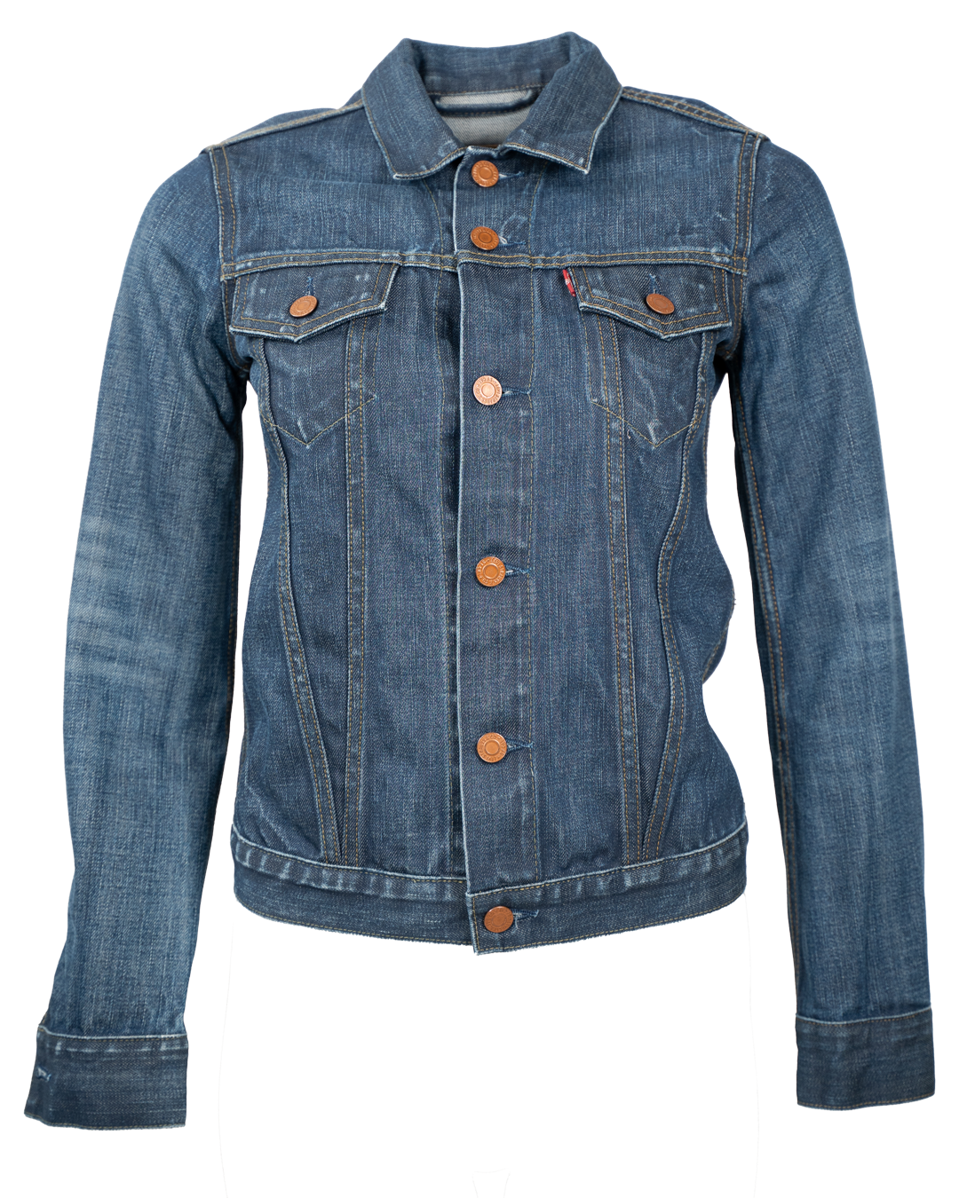 Giacca di Jeans Levi's Unisex Trucker Slim Blu Lavaggio Medio Vintage Anni 2000
