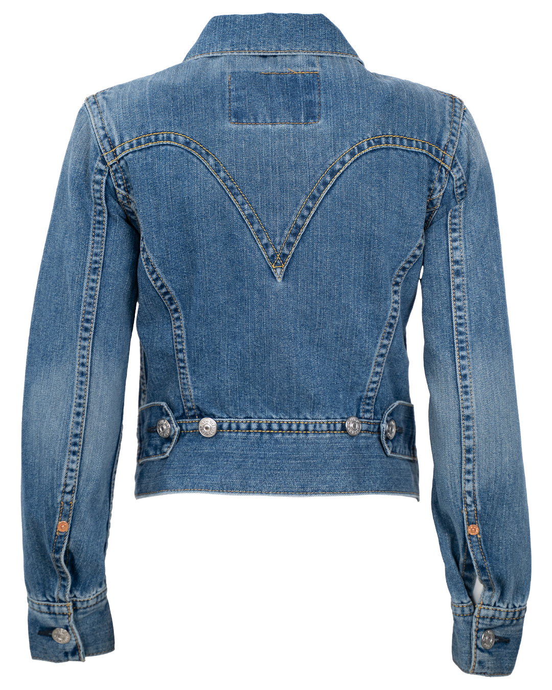 Giacca di Jeans Corta Donna Levi's Blu Sprone Western a V Cropped Vintage Anni 2000 - foto 2
