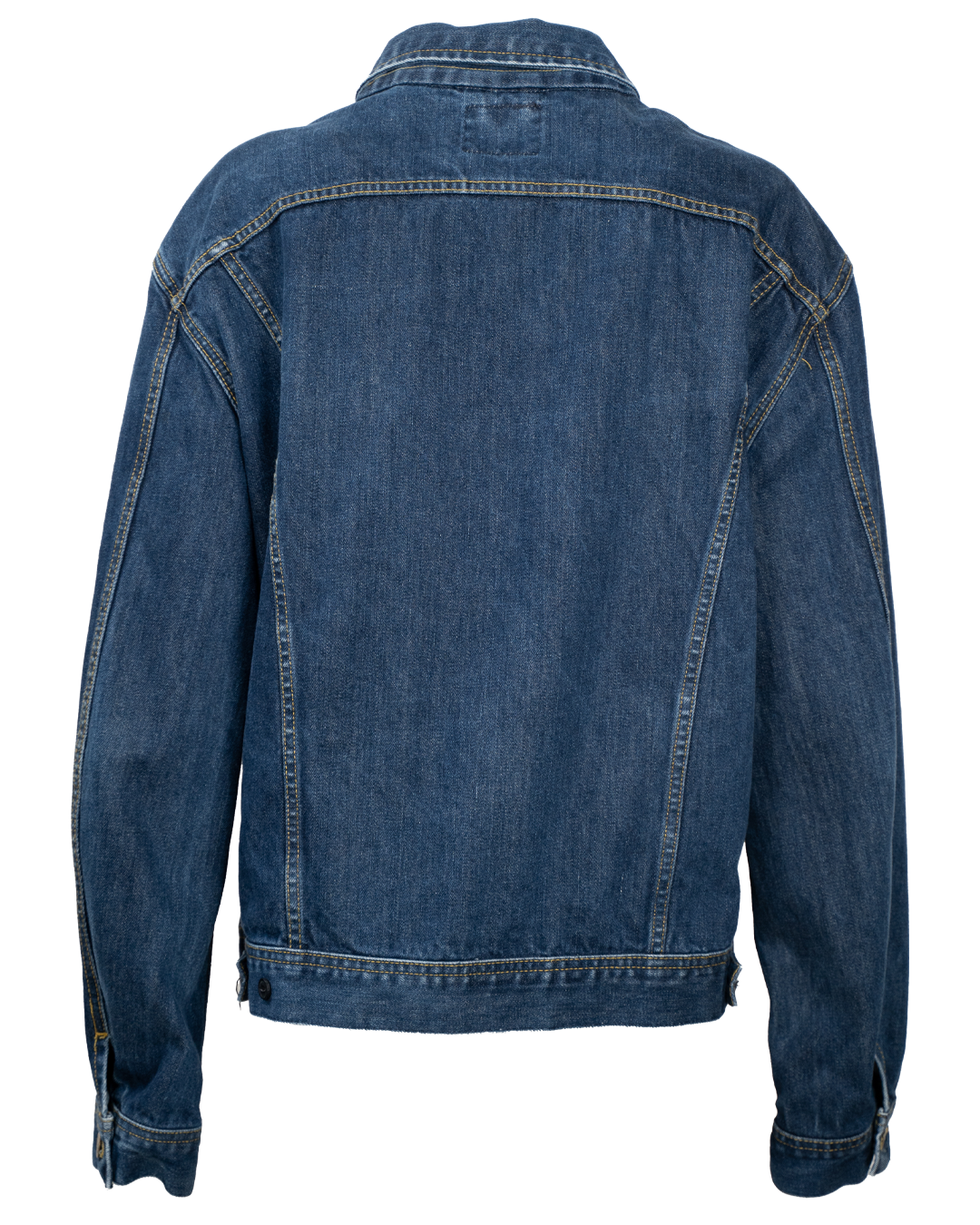 Giacca di Jeans Lee Unisex Indaco Cuciture Giallo Oro Workwear Vintage Anni 2000 - foto 2