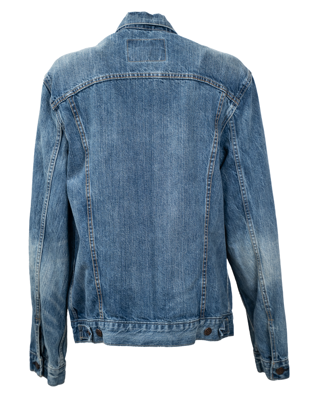 Giacca di Jeans Levi's Unisex Trucker Blu Sbiadita con Whiskering Vintage Anni 2000 - foto 2