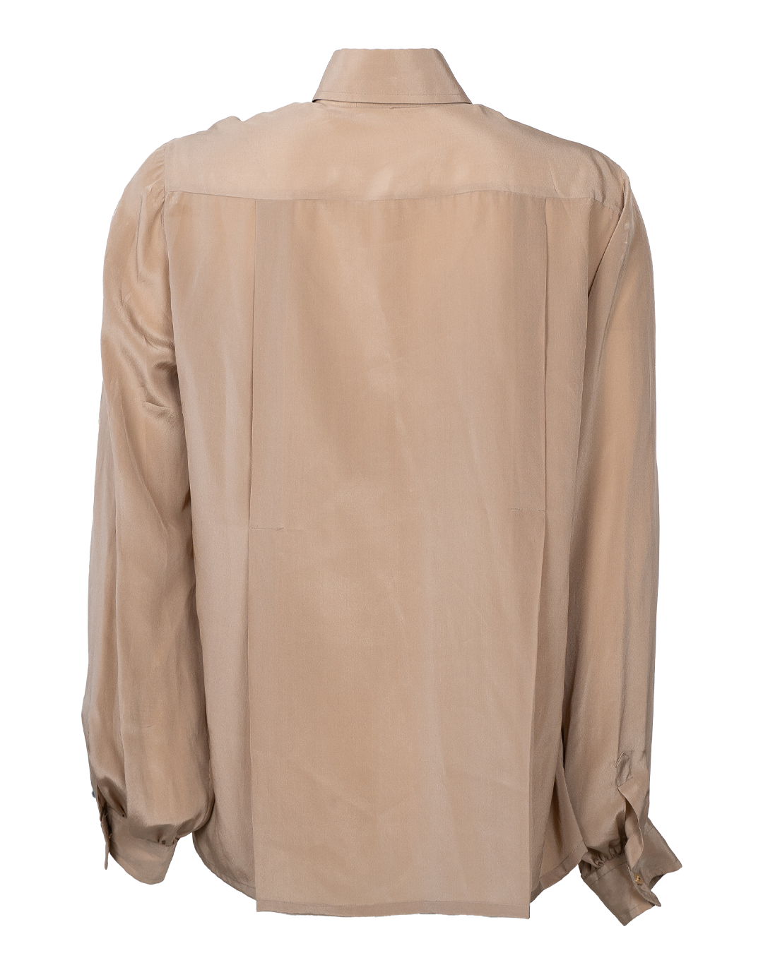 Camicia Donna Guarnera Beige Champagne 100% Seta con Bottoni Dorati Vintage - foto 2