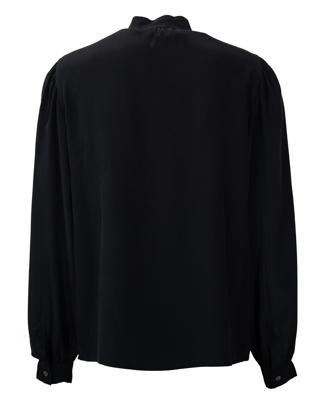 Camicia Blusa Donna Yves Saint Laurent Nera in Seta con Maniche a Sbuffo Vintage - foto 2