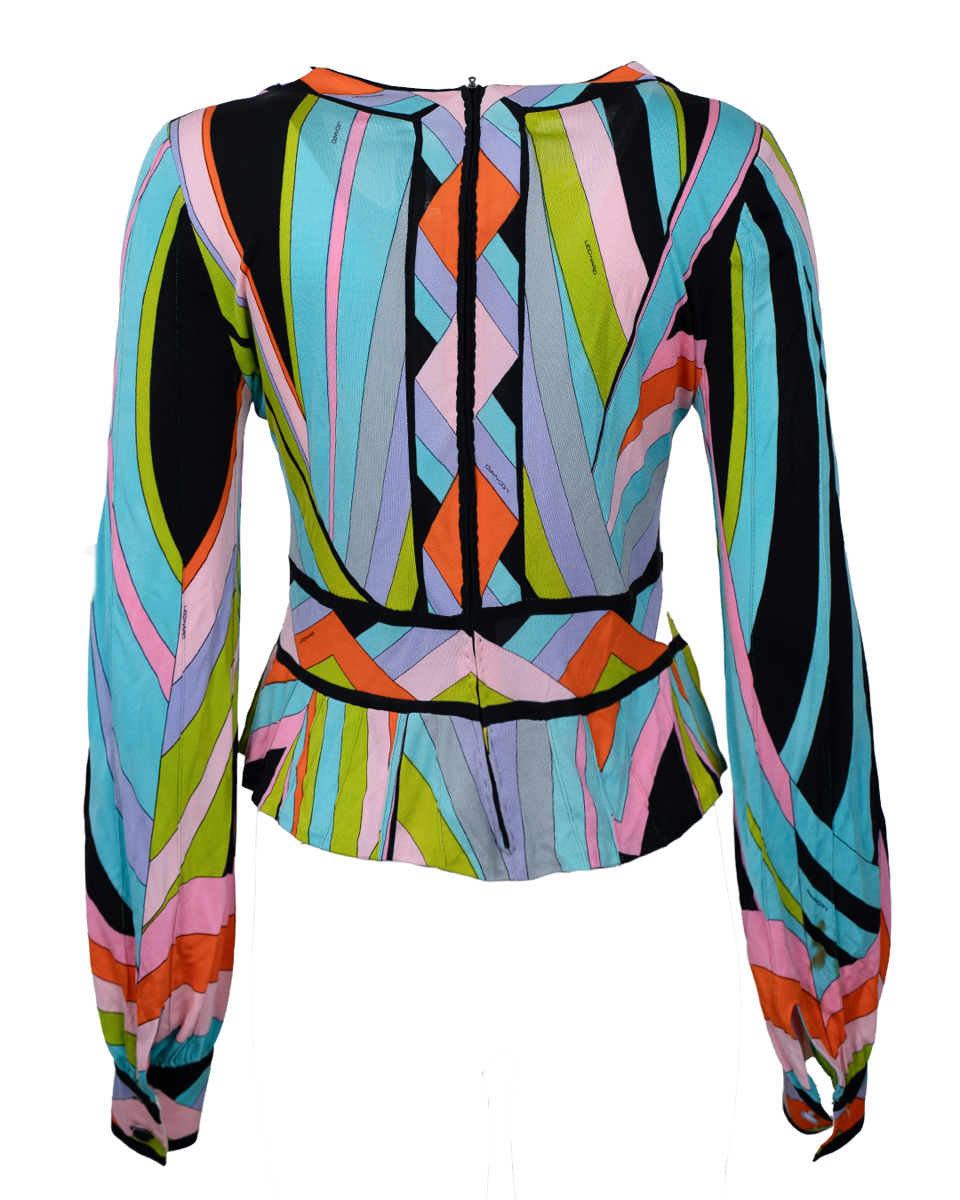Blusa Top Donna Leonard Paris Multicolore Stampa Geometrica in Jersey di Seta Vintage - foto 2