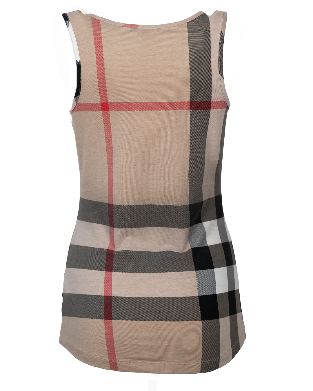 Canotta Donna Burberry Beige con Motivo Check Tartan in Cotone Vintage - foto 2