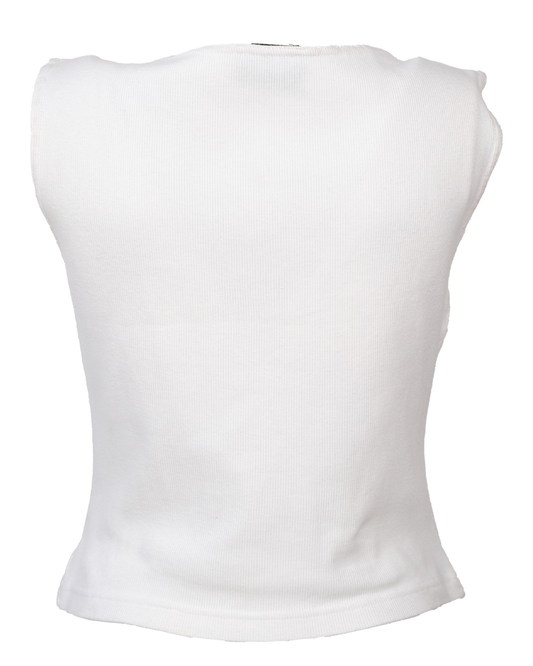 Canotta Top Donna Fendi Jeans Bianca a Coste con Logo Stampato Vintage Made in Italy - foto 2
