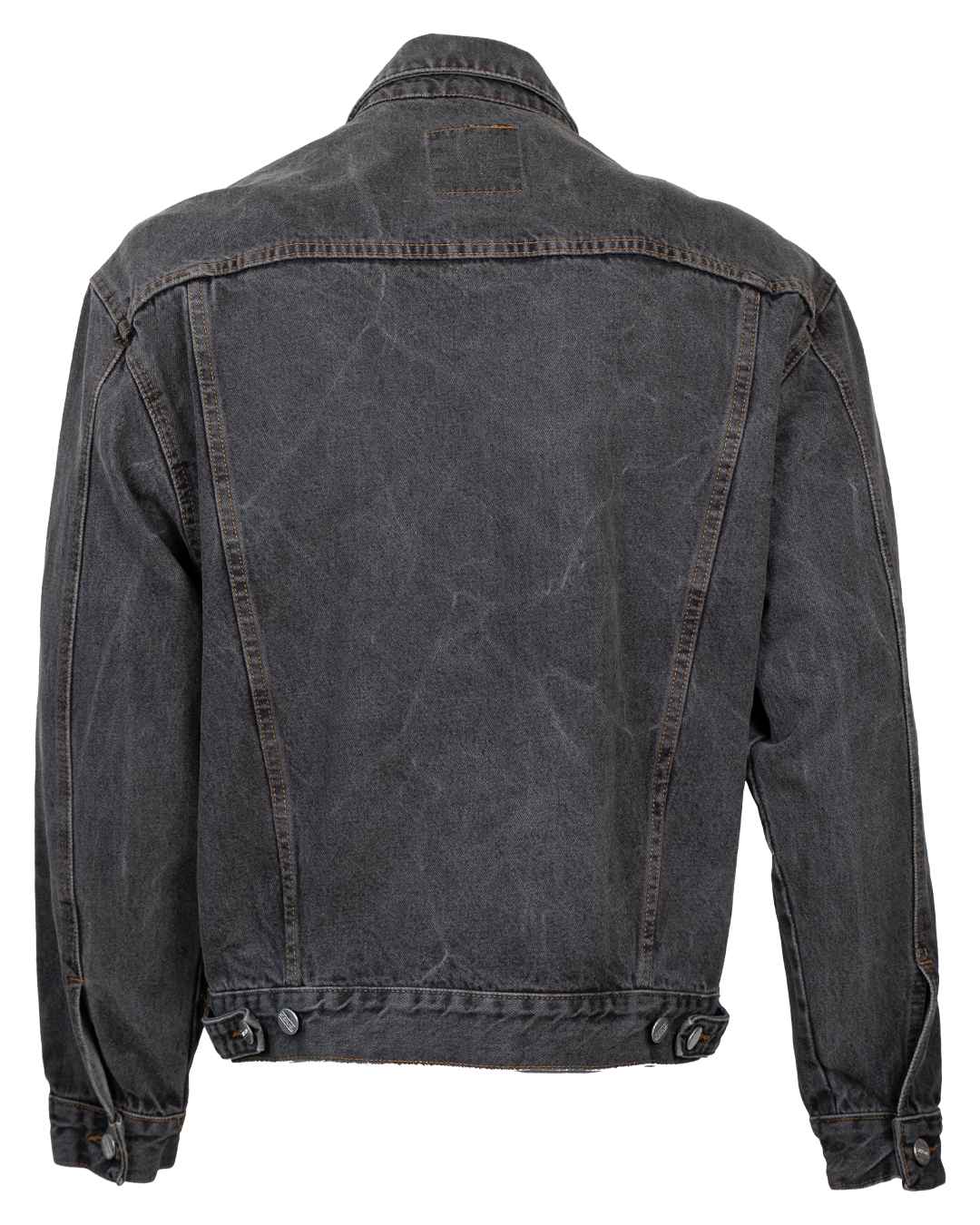 Giubbotto di Jeans Uomo Stefanel Nero Slavato Trucker Vintage Anni 90 Cuciture a Contrasto Made in Italy - foto 2