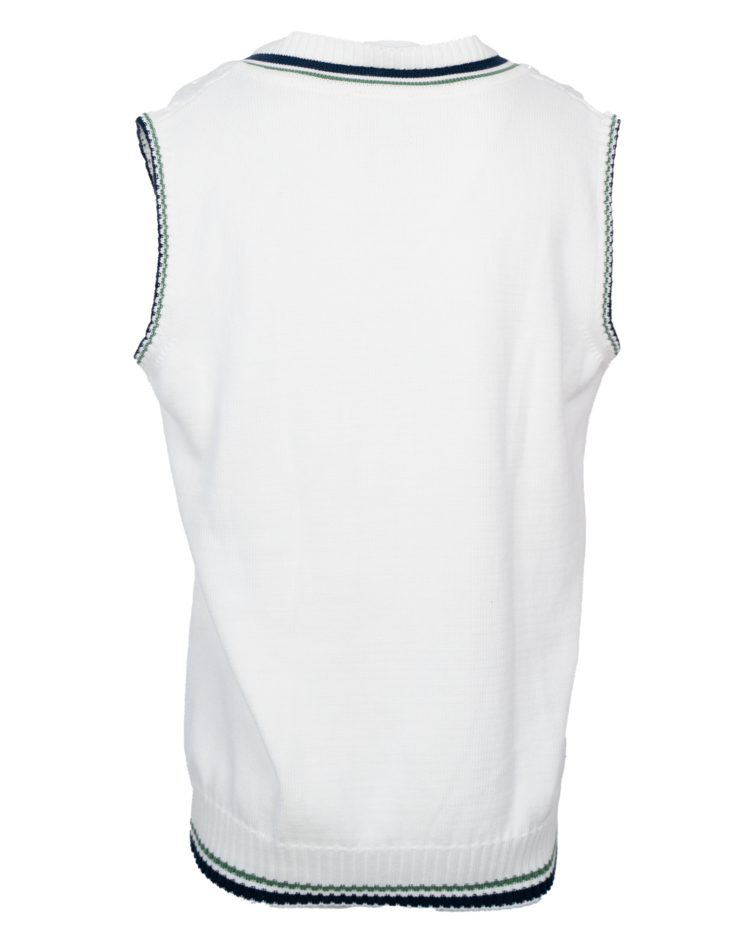 Gilet Smanicato Uomo Sergio Tacchini Bianco Maglia a Trecce Bordo Tennis Blu e Verde Made in Italy - foto 2