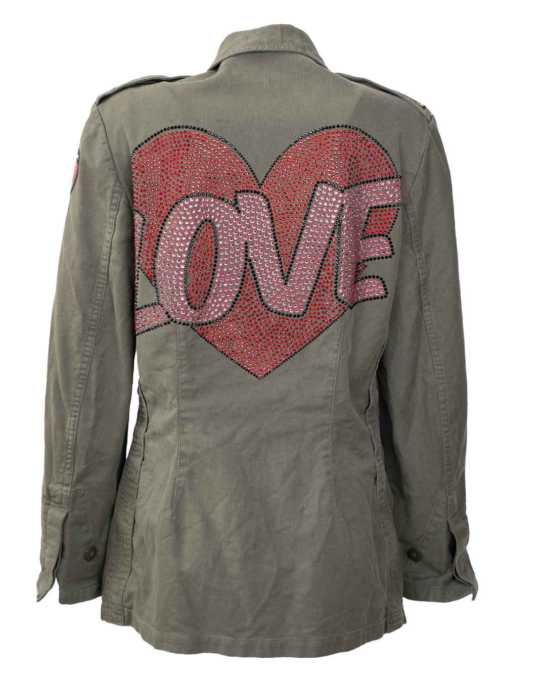 Sahariana Donna SP Vintage Revival Verde Militare Strass Love