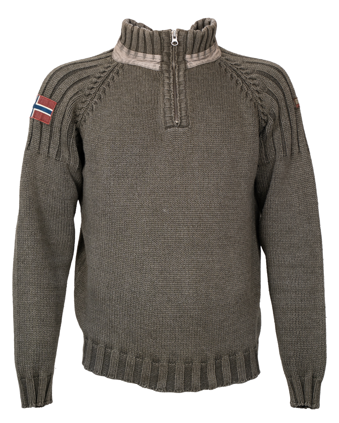 Maglione Uomo Napapijri Verde Militare in Lana Collo Alto Vintage Anni 2000