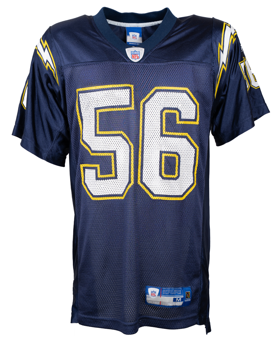 Maglia NFL Uomo Reebok San Diego Chargers Blu Navy Numero 56 Football Americano Vintage