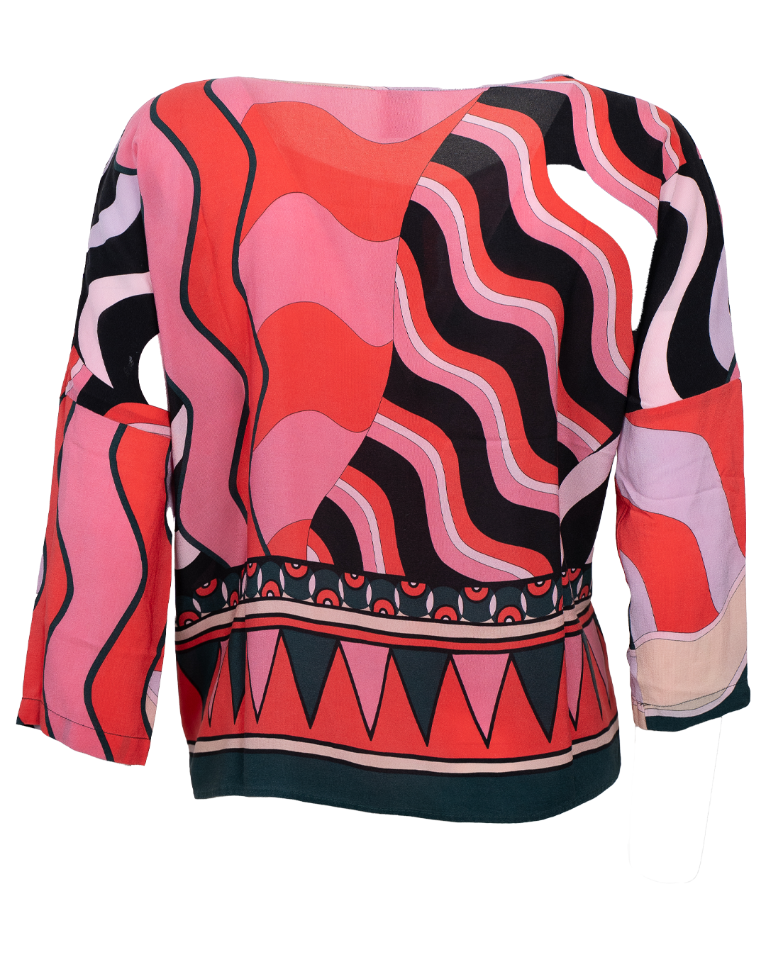 Casacca Blusa Donna Missoni Multicolor Stampa Astratta Seta Scollo a Barca Maniche 3/4 Made in Italy - foto 2