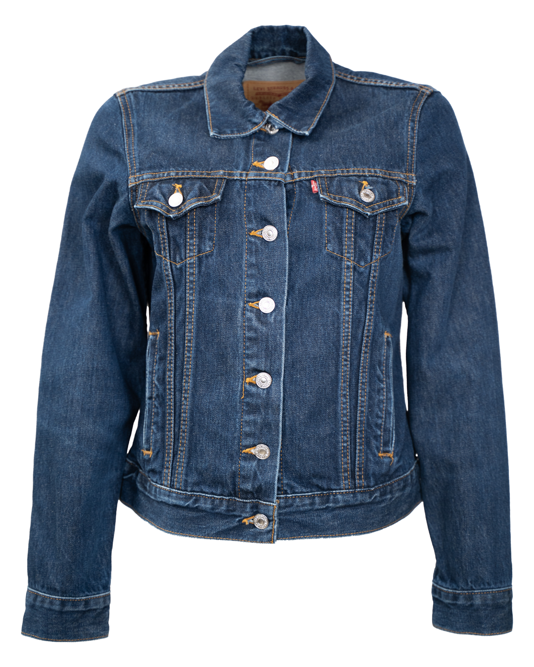 Giacca di Jeans Donna Levi's Red Tab Blu Scuro Trucker Vintage Anni 2000 Cuciture Contrasto