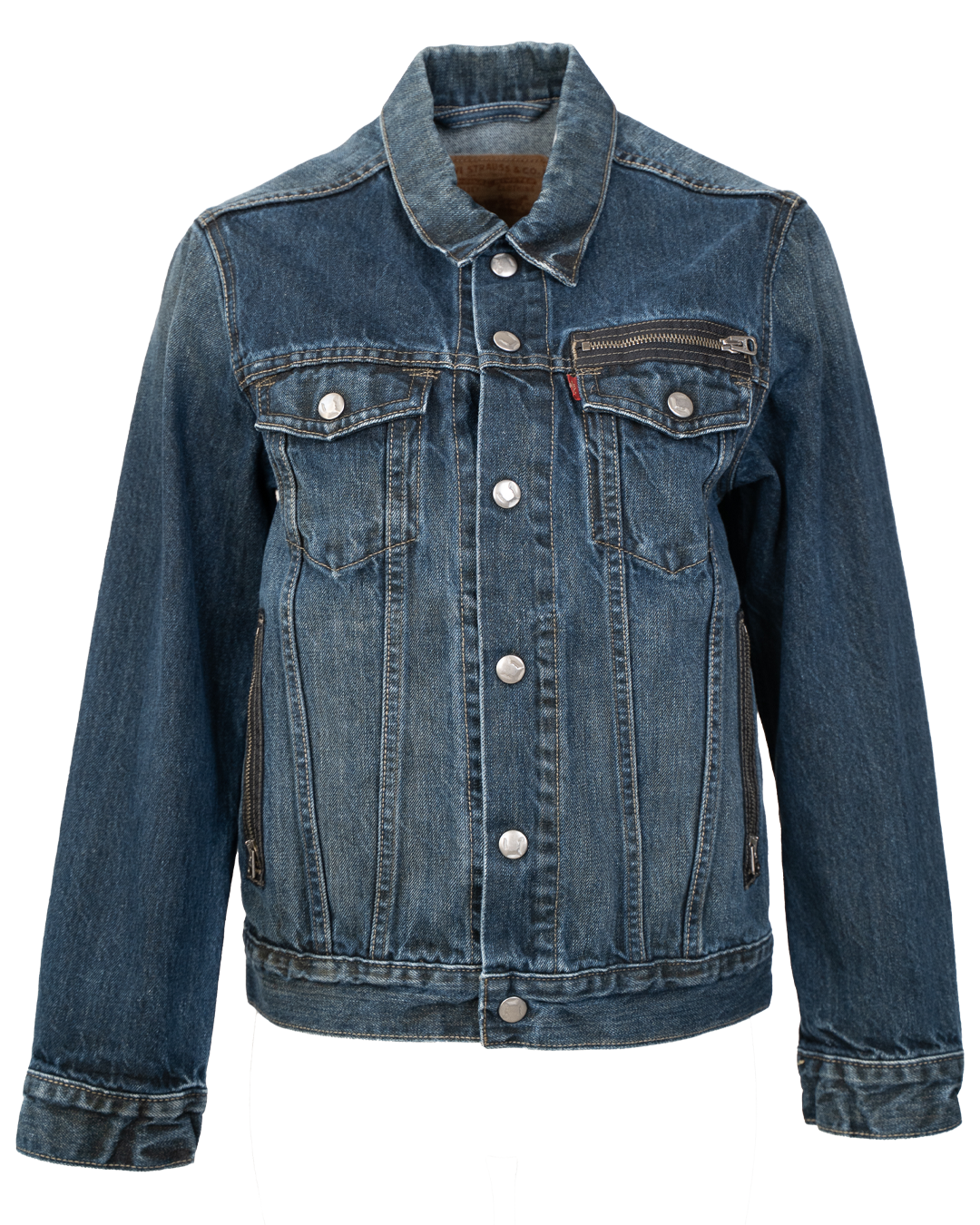 Giacca di Jeans Levi's Unisex Blu Tasche con Zip Linea Engineered Vintage Anni 2000