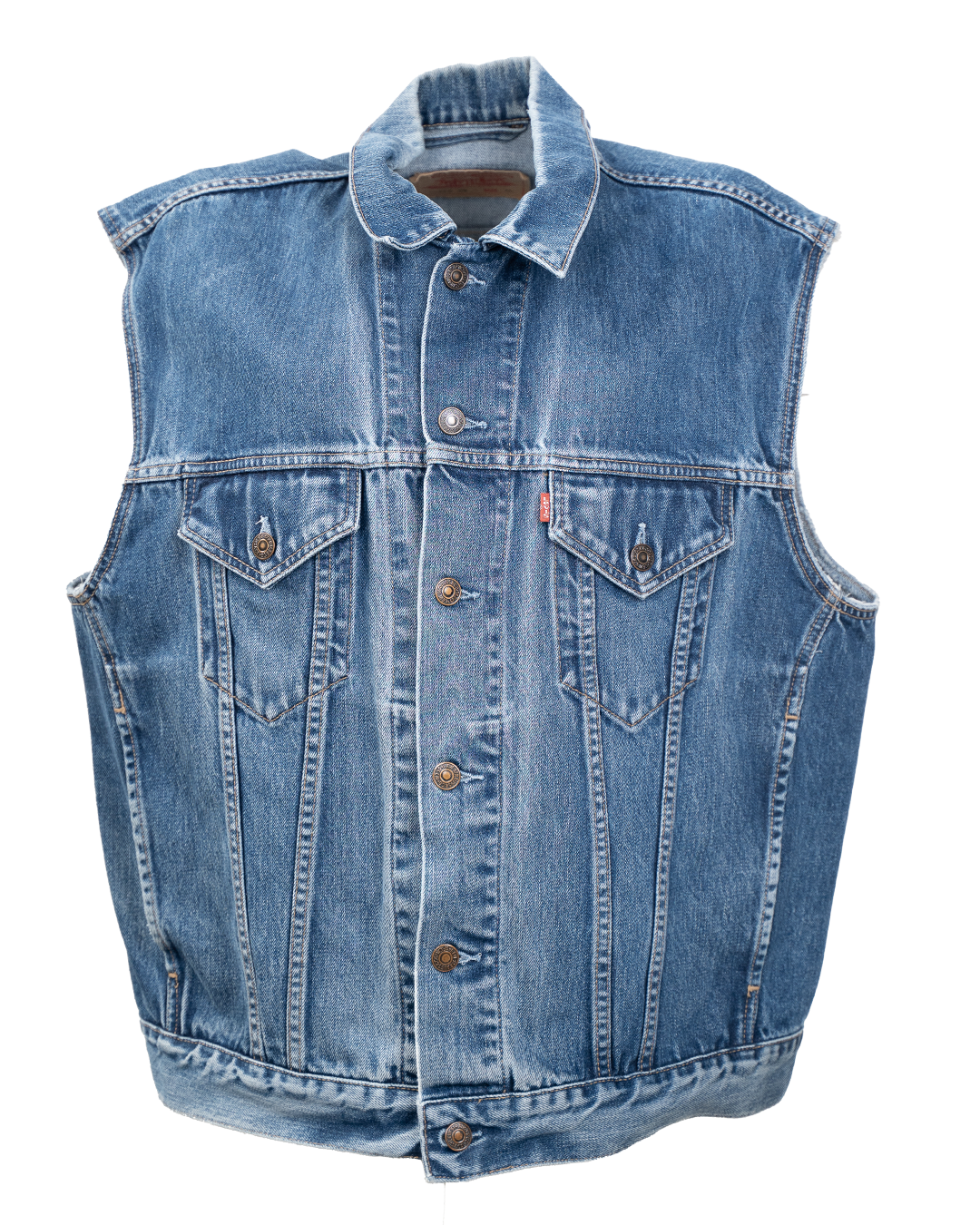 Gilet di Jeans Levi's Unisex Red Tab Blu Smanicato Denim Vintage Anni 2000