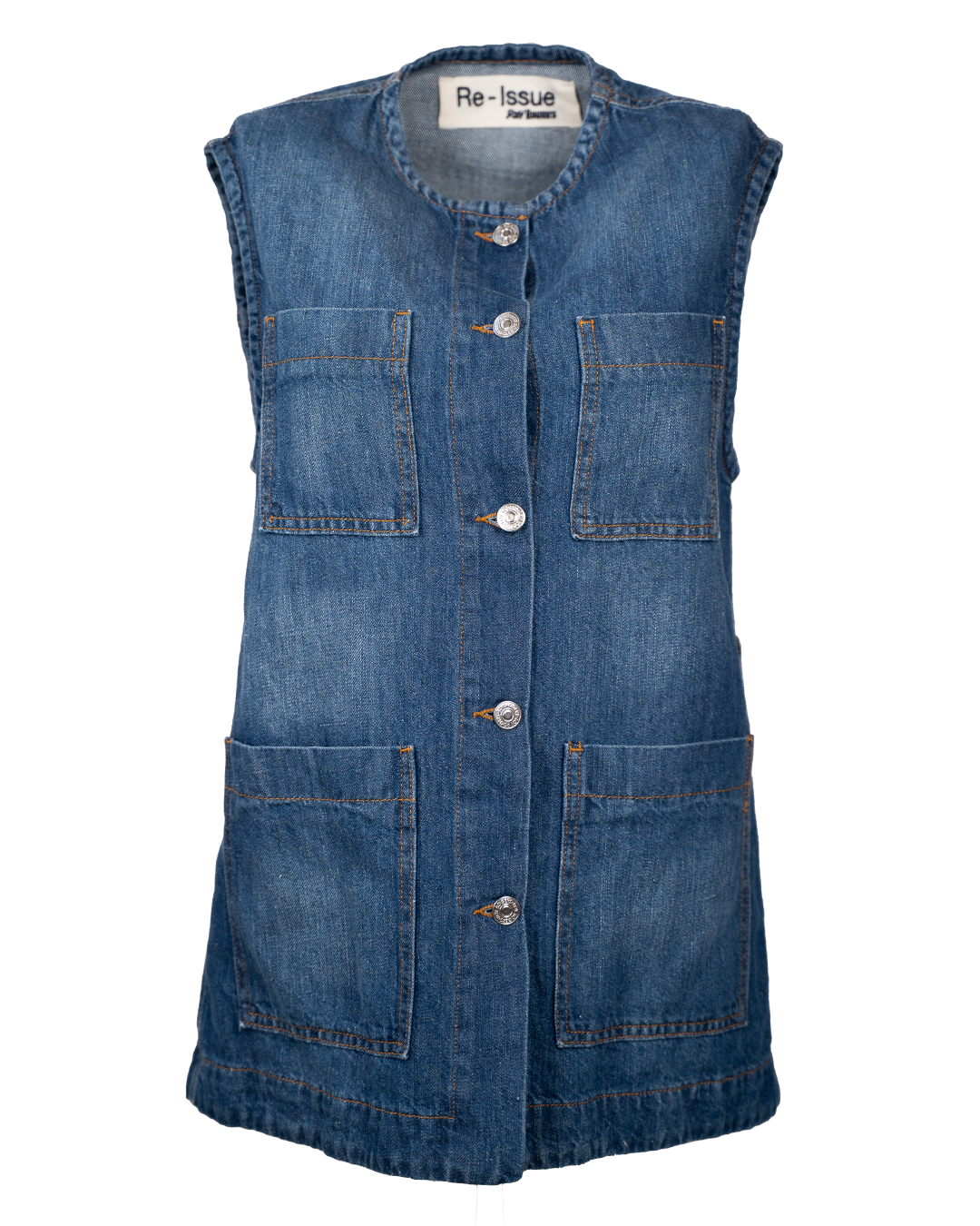Gilet Smanicato Donna Roy Roger's in Denim Blu Lungo Vintage Made in Italy