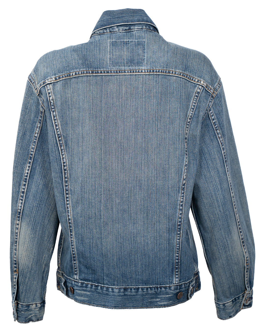Giacca di Jeans Levi's Unisex Trucker Blu Medio Cuciture a Contrasto Vintage Anni 2000 - foto 2