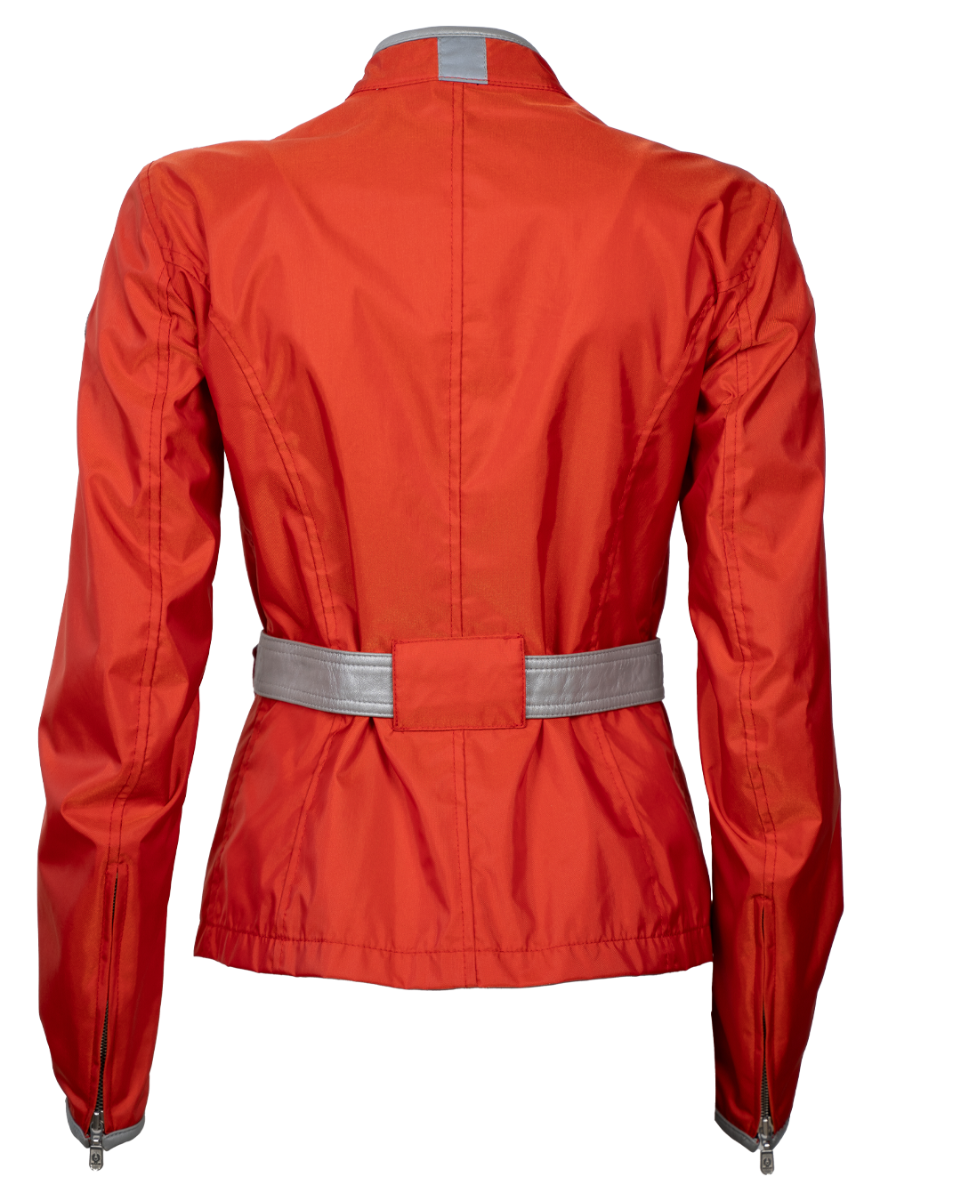 Giacca Biker Donna Belstaff Arancione in Nylon con Cintura Vintage Anni 2000 - foto 2