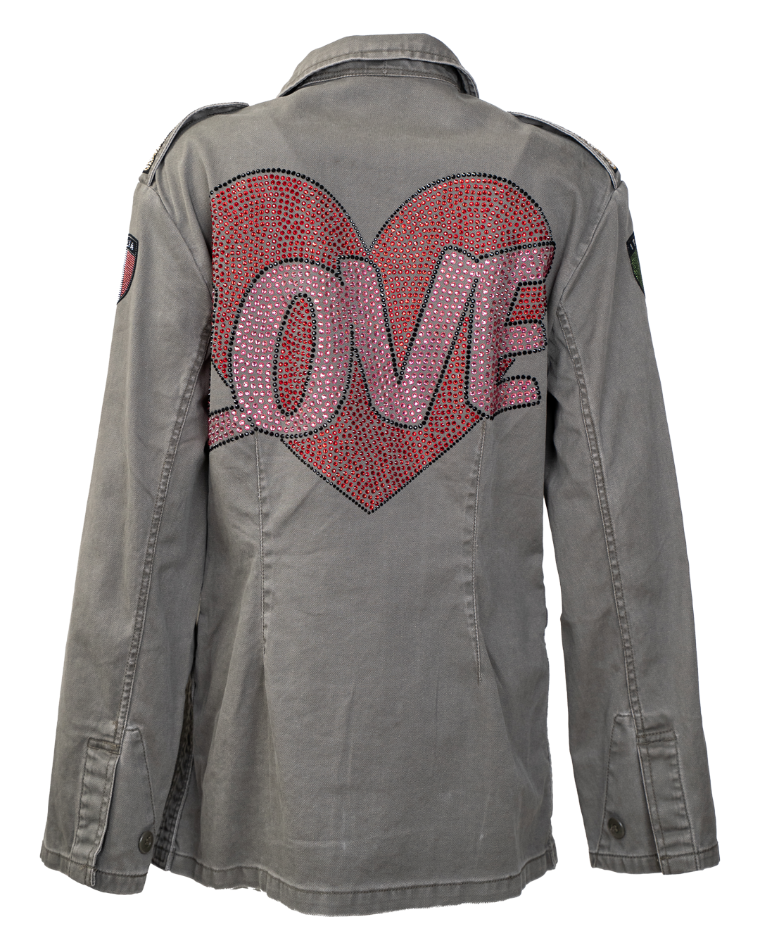 Sahariana Donna SP Vintage Revival Verde Militare Strass Love