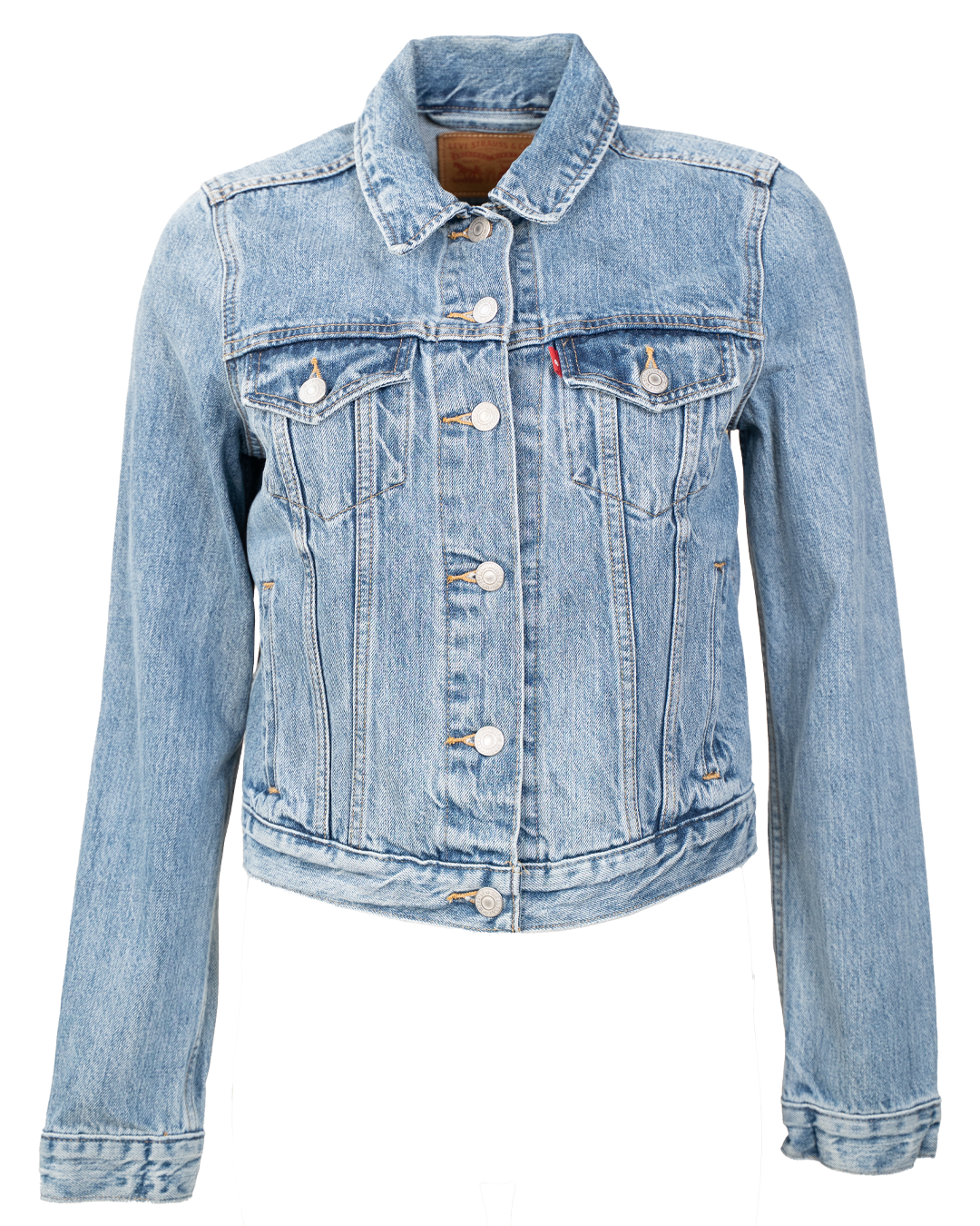 Giacca di Jeans Corta Donna Levi's Blu Chiaro Cropped Trucker Vintage Anni 2000