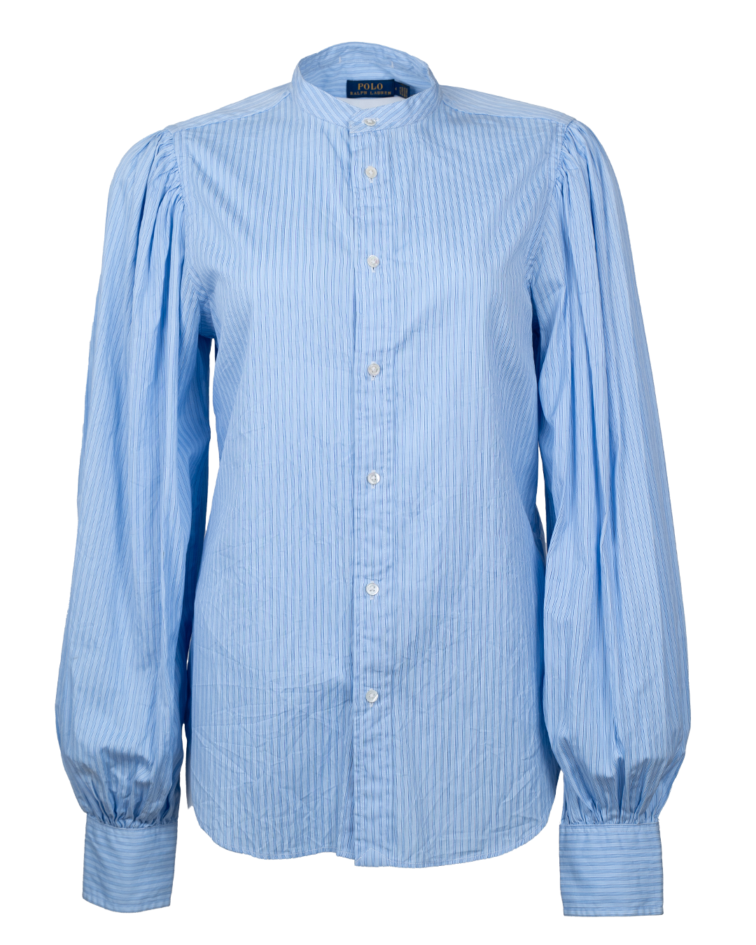 Camicia Blusa Donna Polo Ralph Lauren Azzurra a Righe con Maniche a Sbuffo in Cotone
