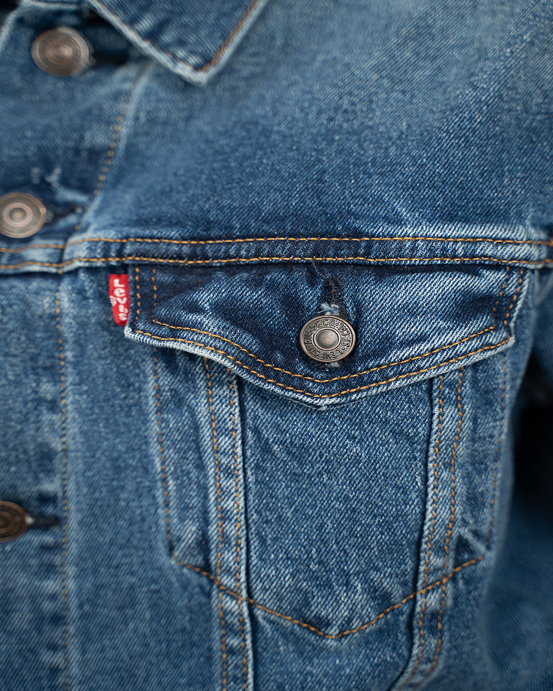 Giacca Di Jeans Levi'S Unisex Trucker Blu Patch Two Horse Vintage Anni 2000 4 Giacca Di Jeans Levi'S Unisex Trucker Blu Patch Two Horse Vintage Anni 2000 - Foto 4