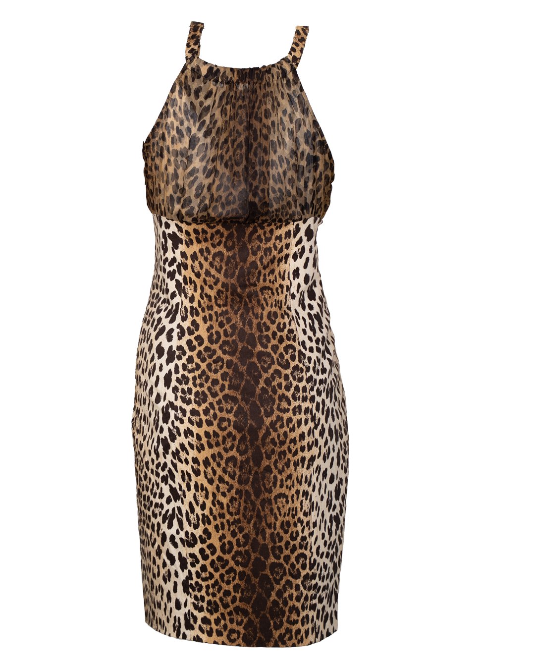 Abito Donna Love Moschino Animalier Maculato con Corpino in Chiffon Vintage Anni 2000