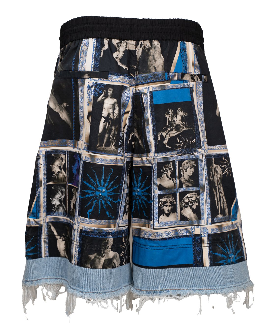 Bermuda Uomo Fausto Puglisi con Stampa Barocca Blu e Oro Vintage Anni 2000
