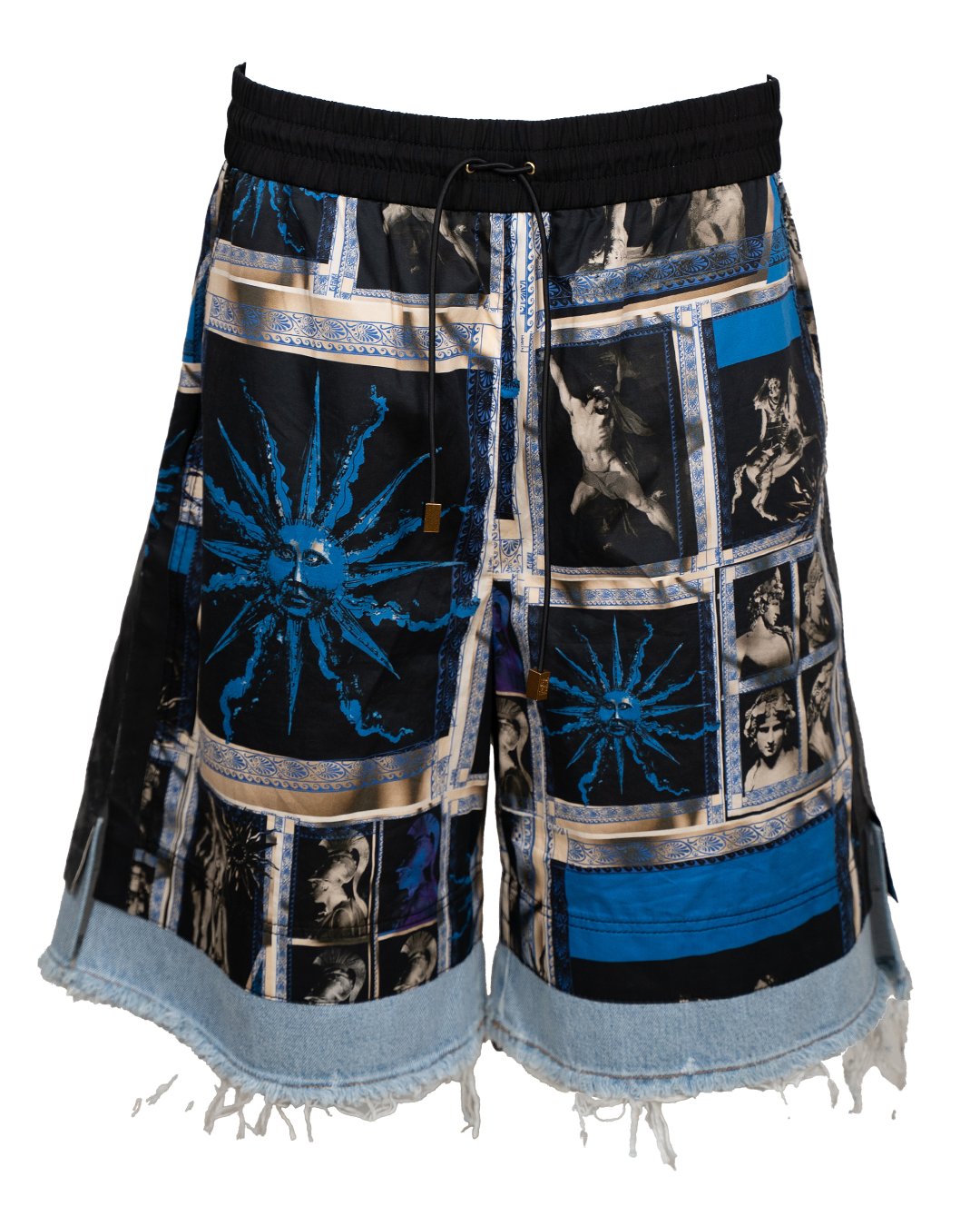 Bermuda Uomo Fausto Puglisi con Stampa Barocca Blu e Oro Vintage Anni 2000 - foto 2