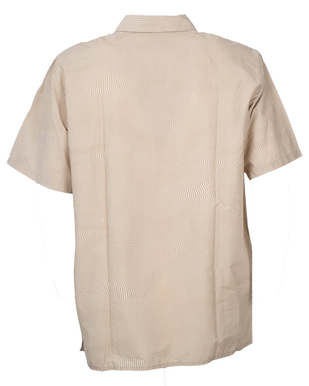 Camicia Uomo Oakley Beige a Manica Corta con Micro Righe e Logo Ellisse Vintage - foto 2