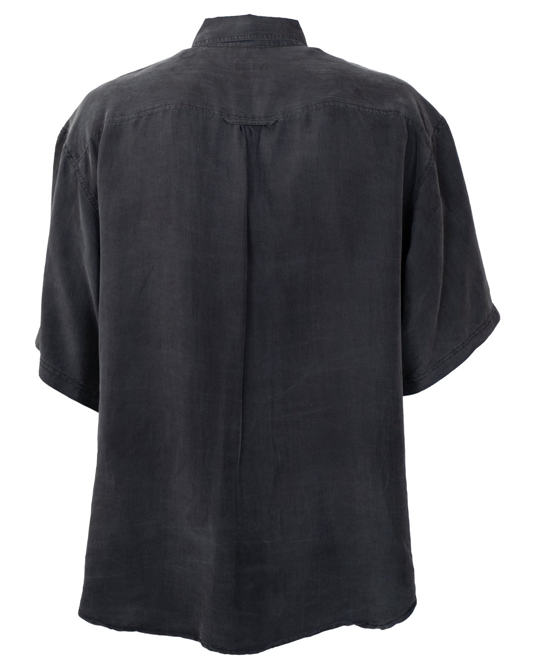 Camicia Uomo René in Seta Grigio Antracite a Manica Corta con Taschini Vintage - foto 2