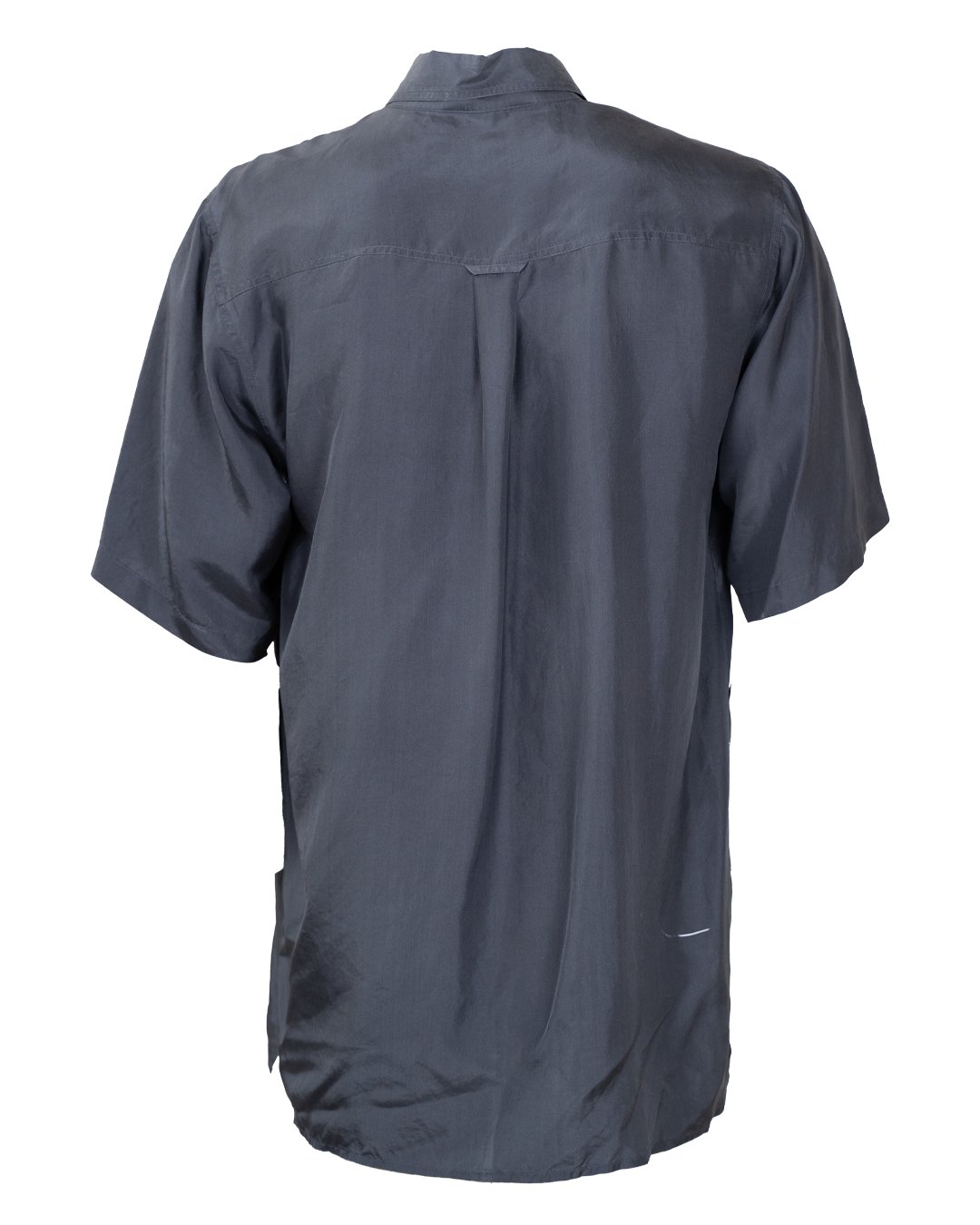 Camicia Uomo Pusilk in Seta Grigio Ardesia a Manica Corta Vintage - foto 2