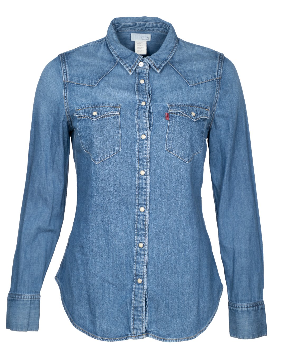 Camicia Western Donna Levi's in Denim Chiaro Sagomata Vintage con Bottoni a Pressione