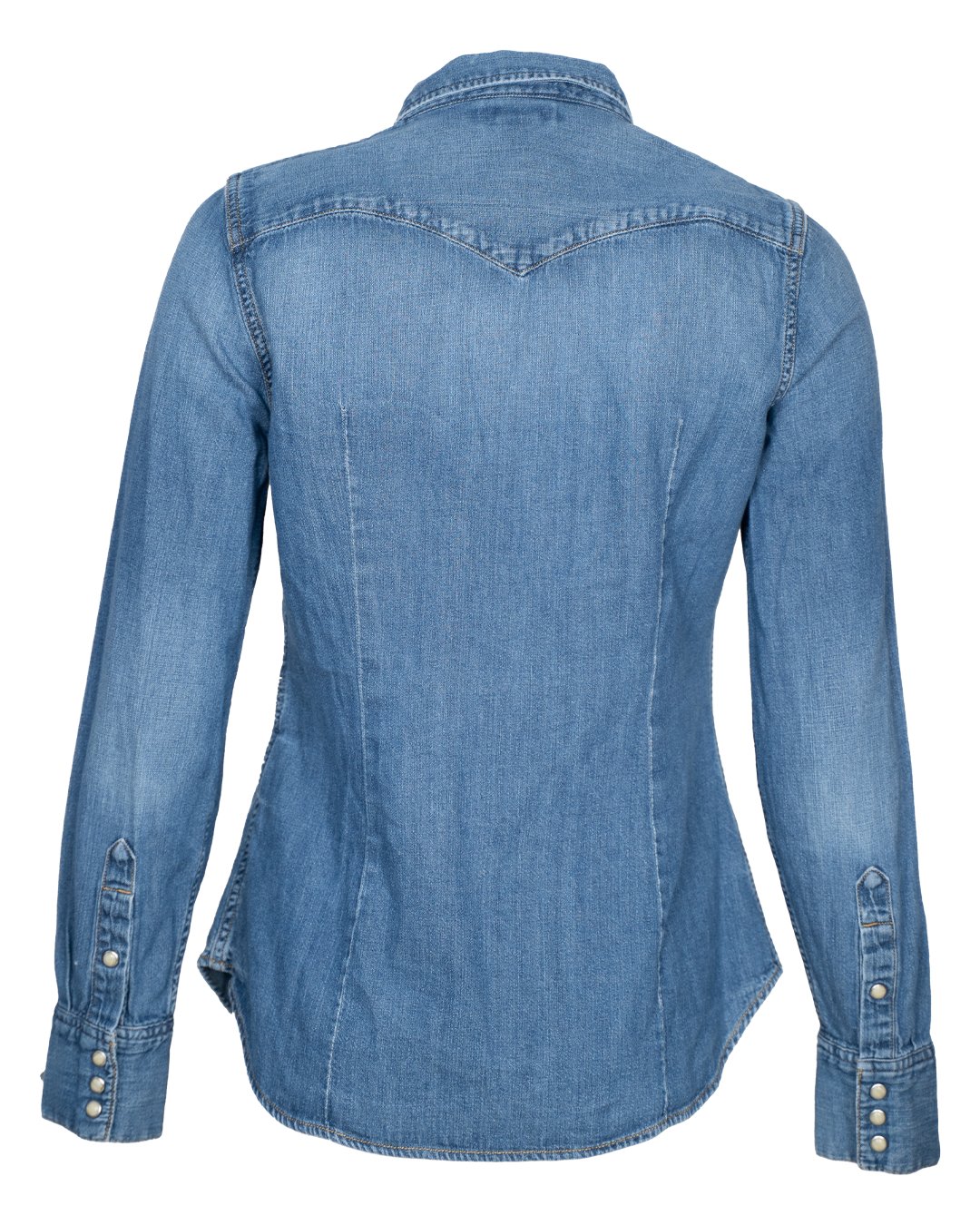 Camicia Western Donna Levi's in Denim Chiaro Sagomata Vintage con Bottoni a Pressione - foto 2