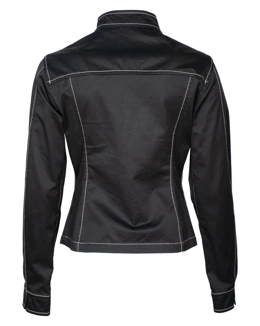 Giacca Donna Fay Nera con Cuciture a Contrasto e Profili in Pelle Cuoio Vintage - foto 2