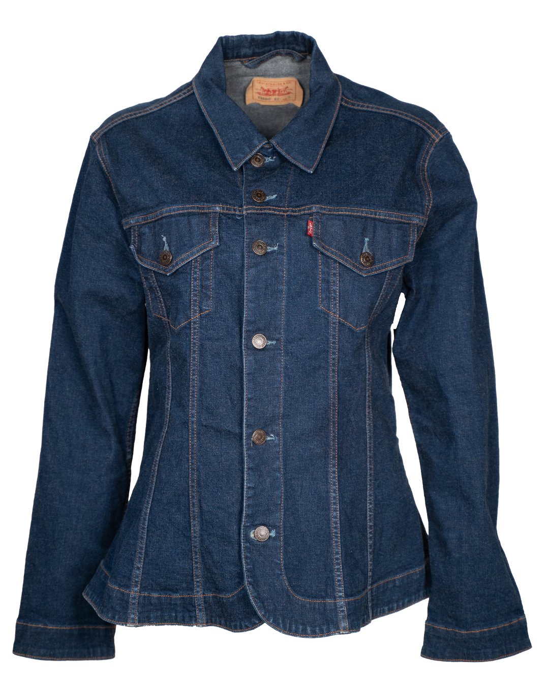 Giacca di Jeans Donna Levi's Blu Denim Scuro Sagomata Vintage con Tab Rosso