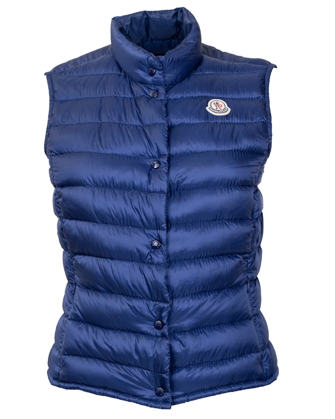 Gilet Smanicato Donna Moncler Imbottito Blu Navy con Logo Vintage