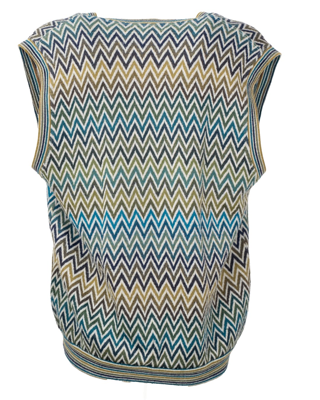Gilet Uomo Missoni Sport in Maglia Zigzag Multicolor Vintage Anni 80 Scollo a V - foto 2