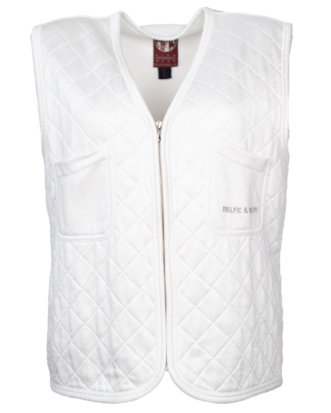 Gilet Donna Belfe Trapuntato a Rombi Bianco Vintage Anni 80 con Zip