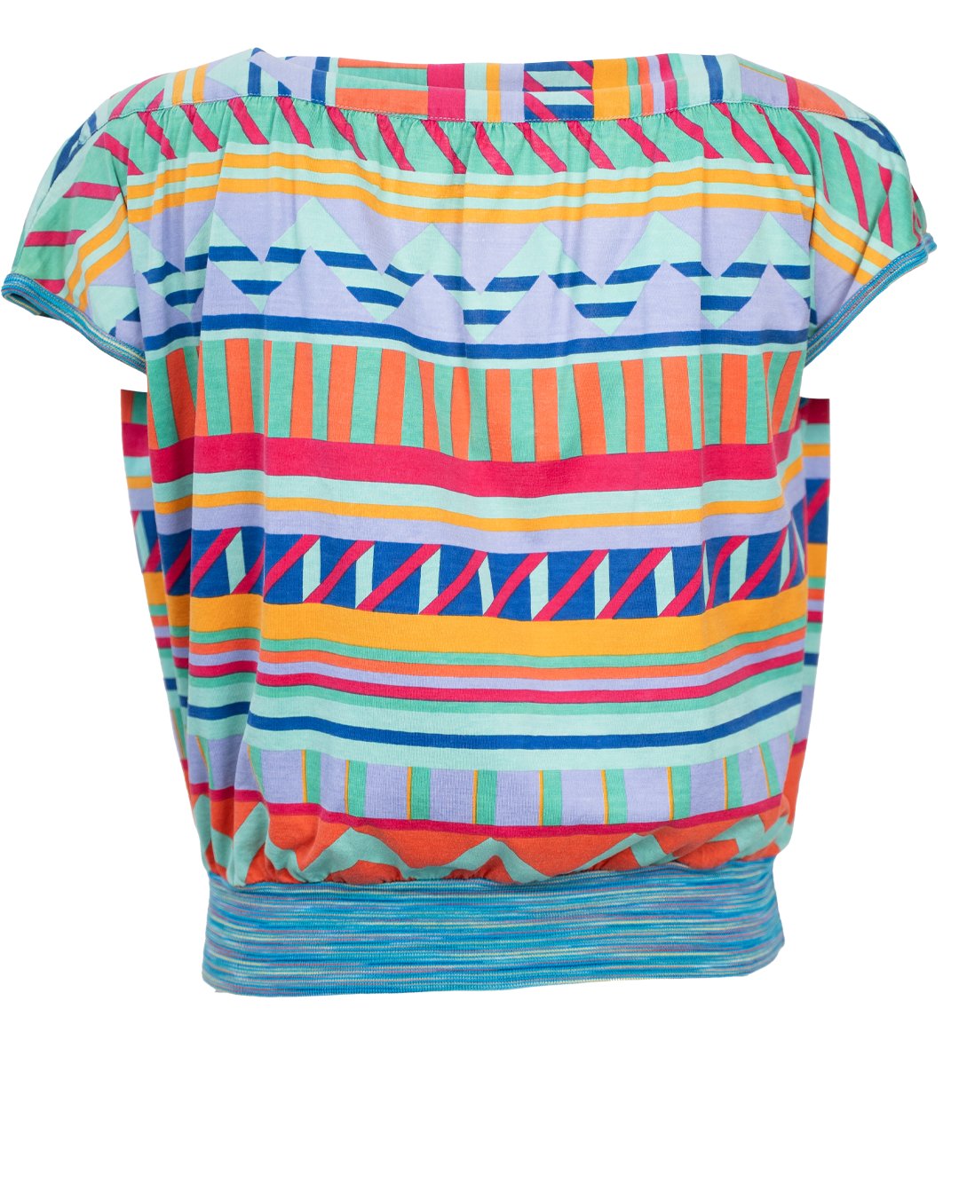 Maglia Top Donna Missoni Multicolor a Righe e Zigzag Vintage Anni 80 Mezza Manica - foto 2