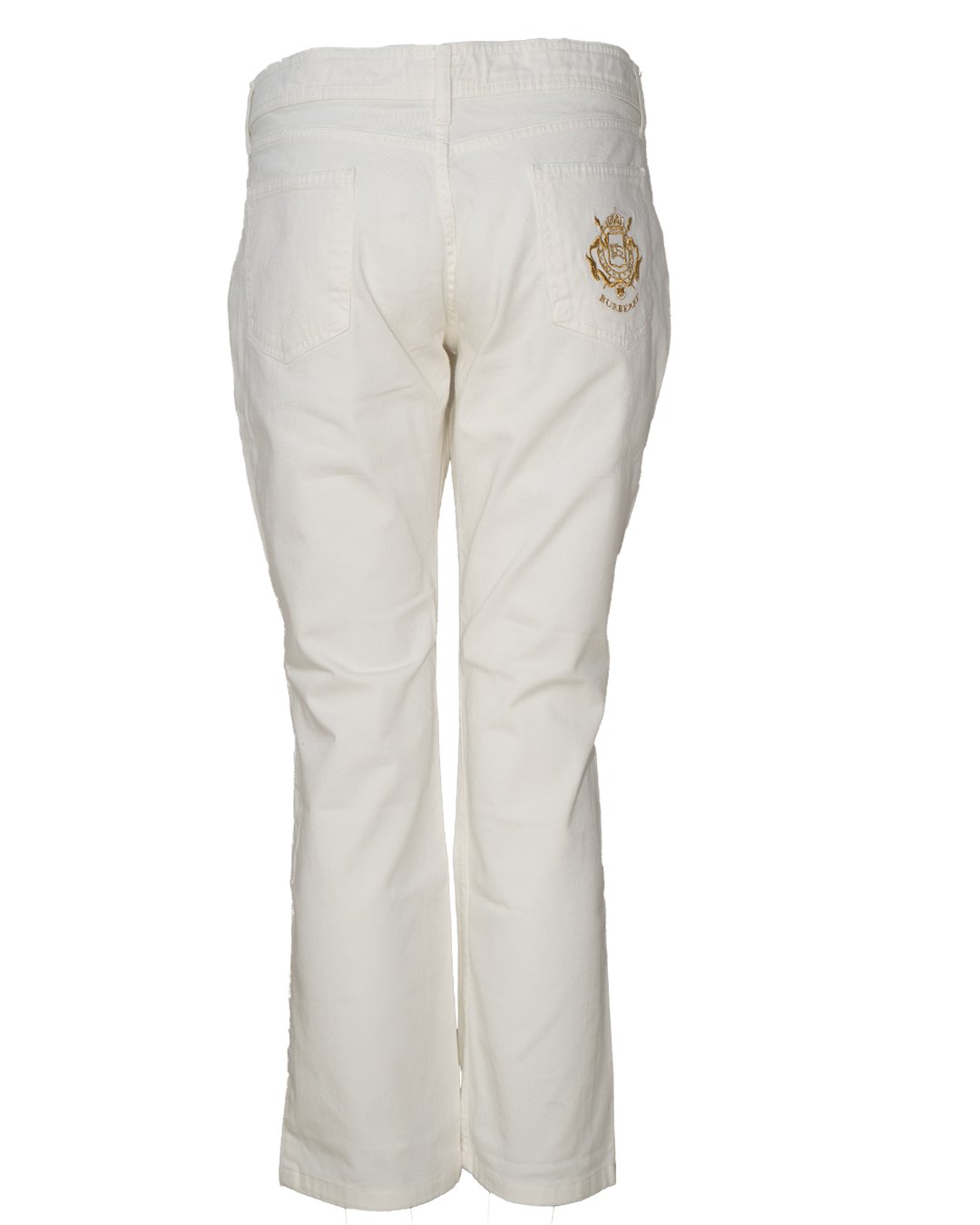 Pantaloni Donna Burberry Bianchi a Cinque Tasche con Stemma Araldico Dorato Vintage - foto 2