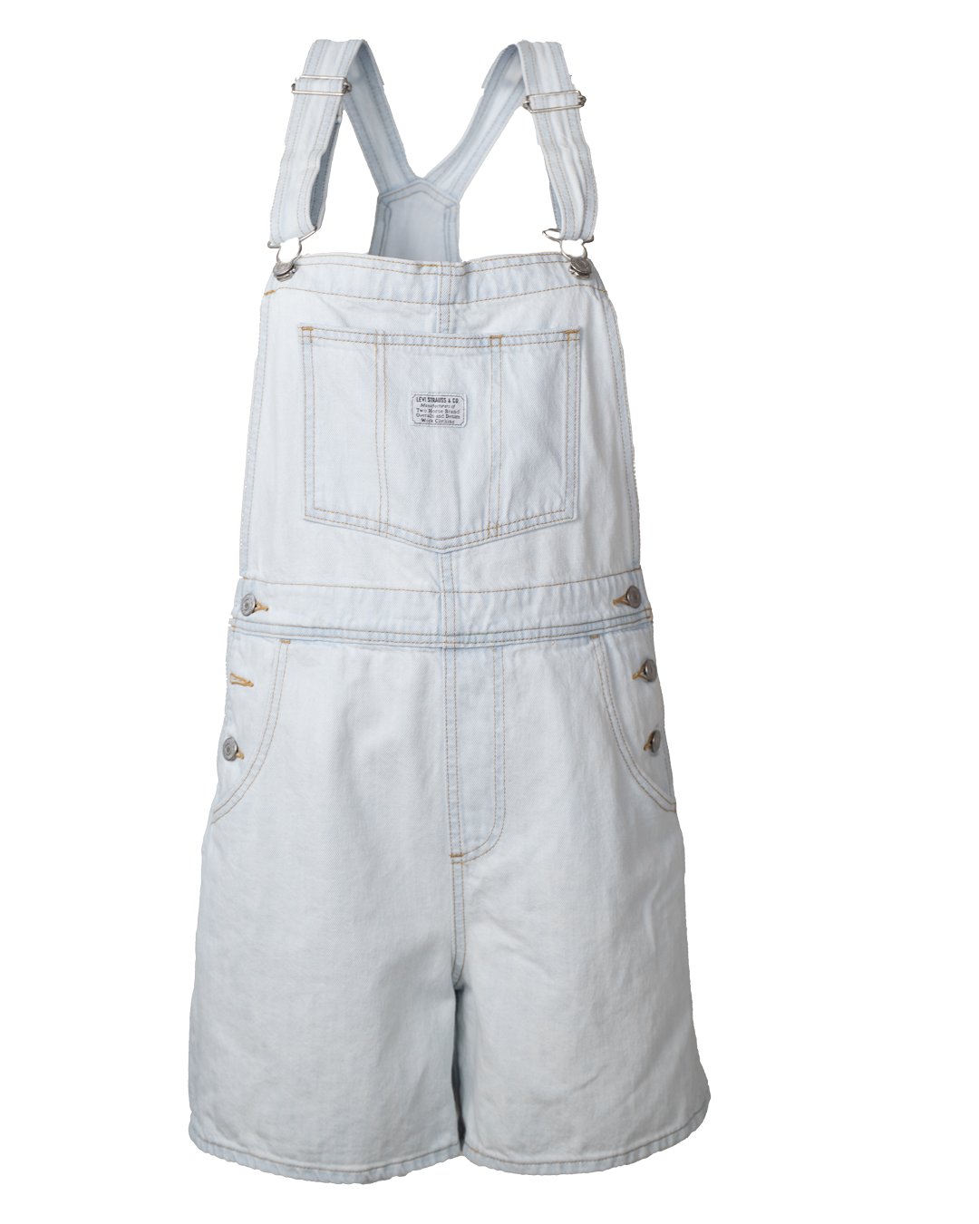 Salopette Corta Donna Levi's in Denim Chiarissimo Sbiadito Vintage con Tab Rosso