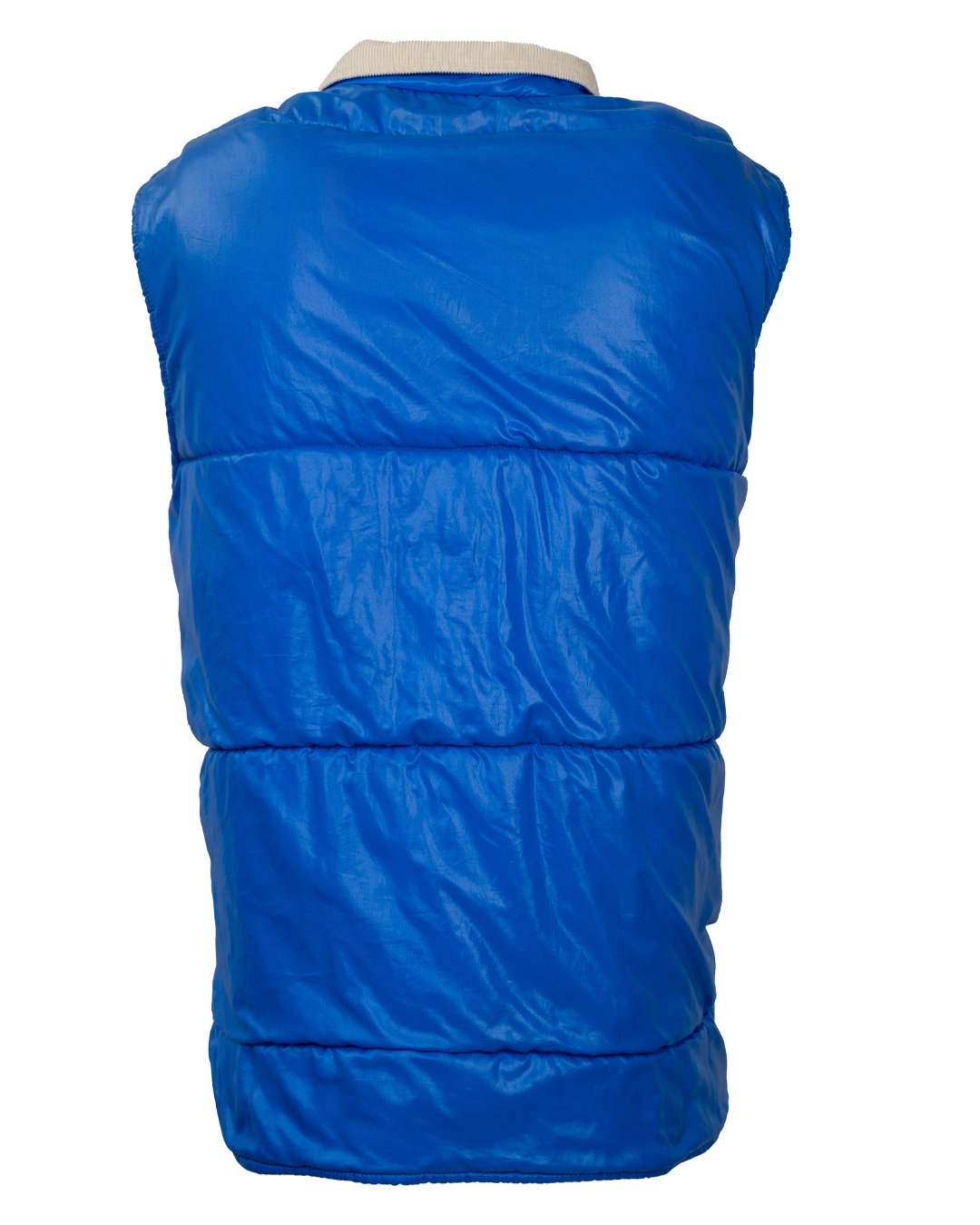 Smanicato Uomo Fiorucci Imbottito Blu Elettrico con Collo in Velluto Vintage - foto 2