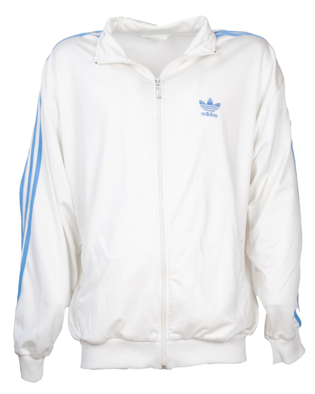 Track Jacket Uomo Adidas Originals Bianca con Righe Azzurre Vintage Logo Trefoil