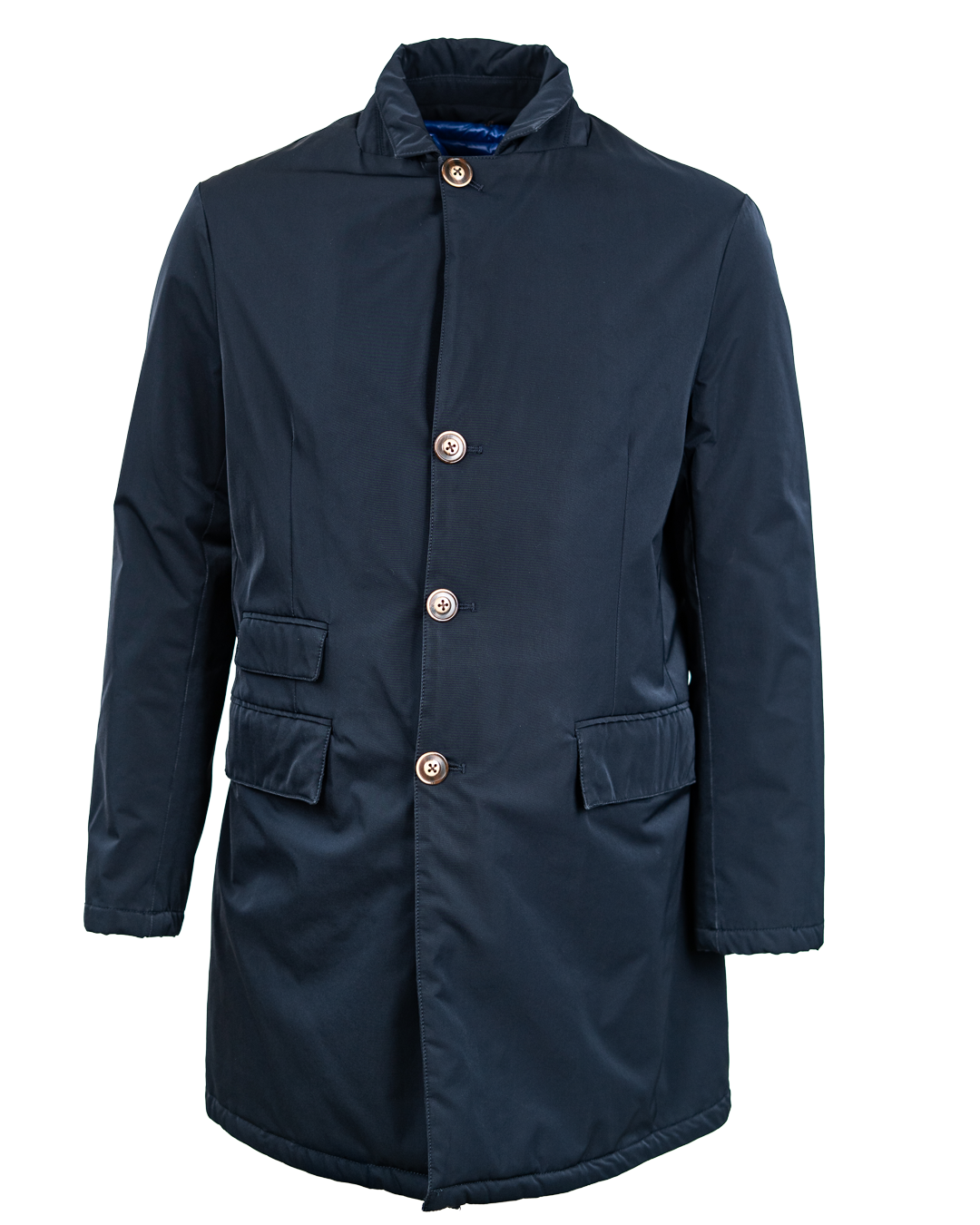 Cappotto Imbottito Uomo AT.P.CO Blu Navy con Interno Trapuntato Blu Royal e Bottoni Effetto Corno