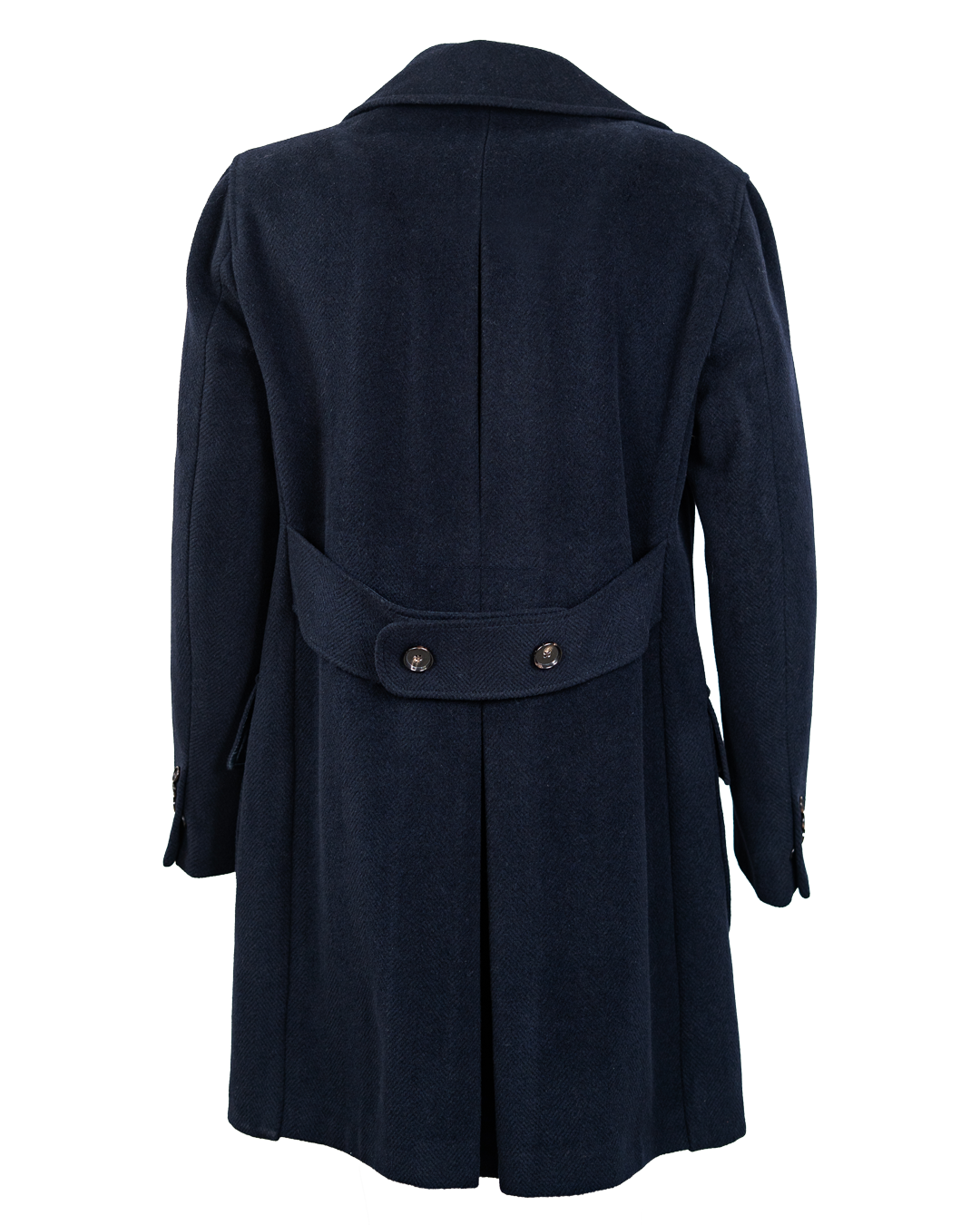 Cappotto Doppiopetto Uomo Martin Zelo Blu Navy Spina di Pesce con Martingala e Tasche a Toppa Vintage - foto 2