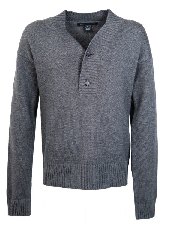 Maglione Uomo Marc by Marc Jacobs Grigio Antracite Lana e Cashmere Scollo a V con Bottoni Vintage Anni 2000