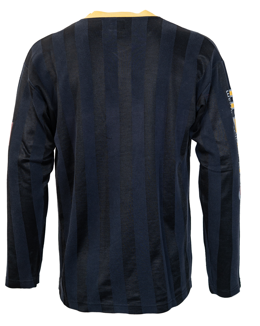 Maglia Uomo Levi's Blu Navy a Righe Vintage Anni 2000 Stile Baseball Jersey con Collo a V Giallo - foto 2