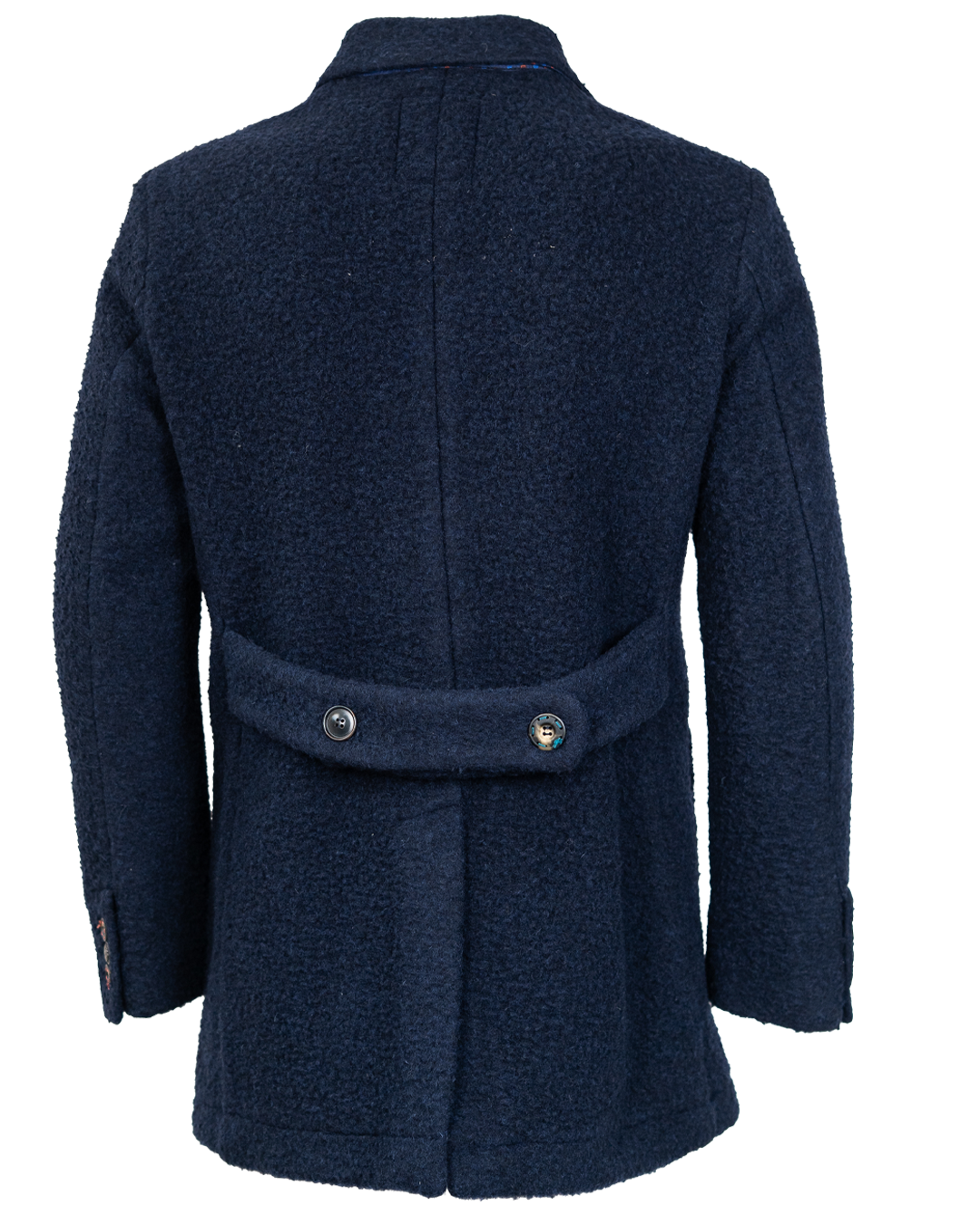 Giacca Doppiopetto Uomo BOB Blu Navy in Lana Bouclé con Martingala e Bottoni Metallo Made in Italy - foto 2